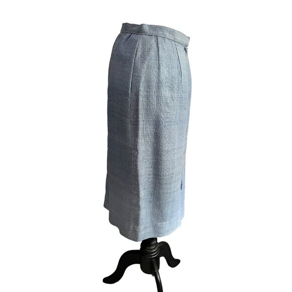 Vintage Ricky Bo Hilton Hotel Baby Blue Tweed Skirt Suit Sz Small Womens - Picture 6 of 10